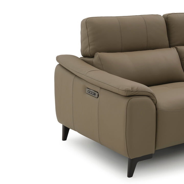 Nicola Leather Reclining Sofa Taupe