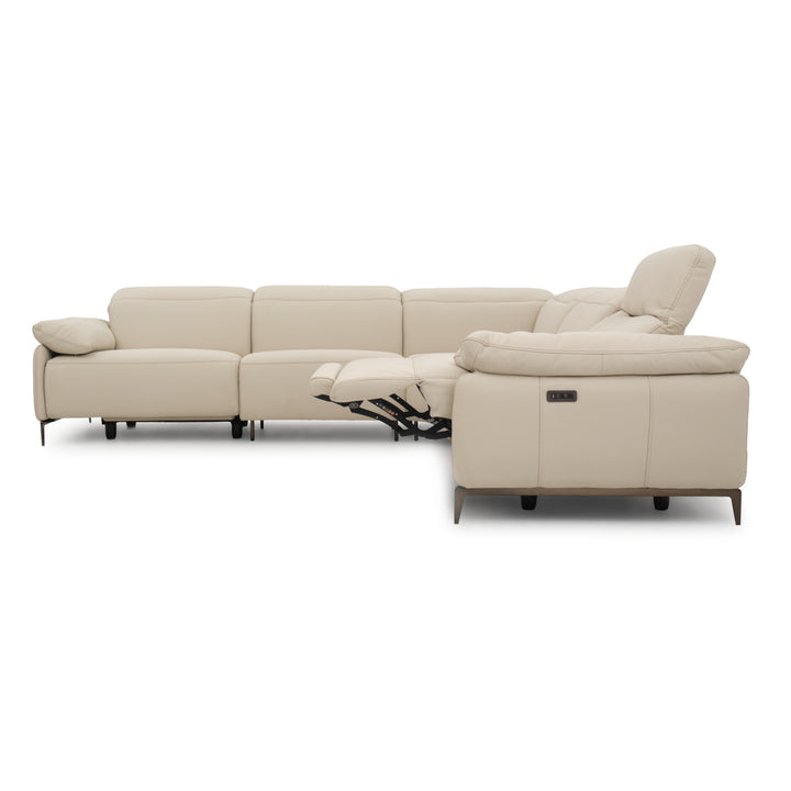 Wakely Leather Sectional Sofa Beige