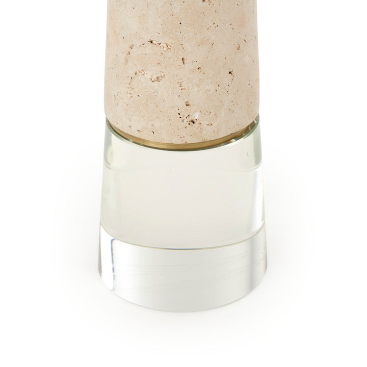 Nicasia Travertine Accent Table Light Brown