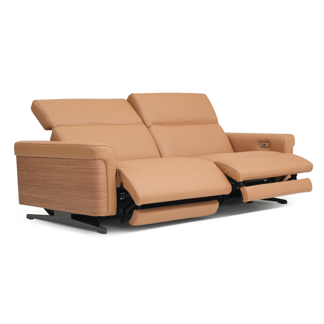 Walida Leather Reclining Sofa Cognac