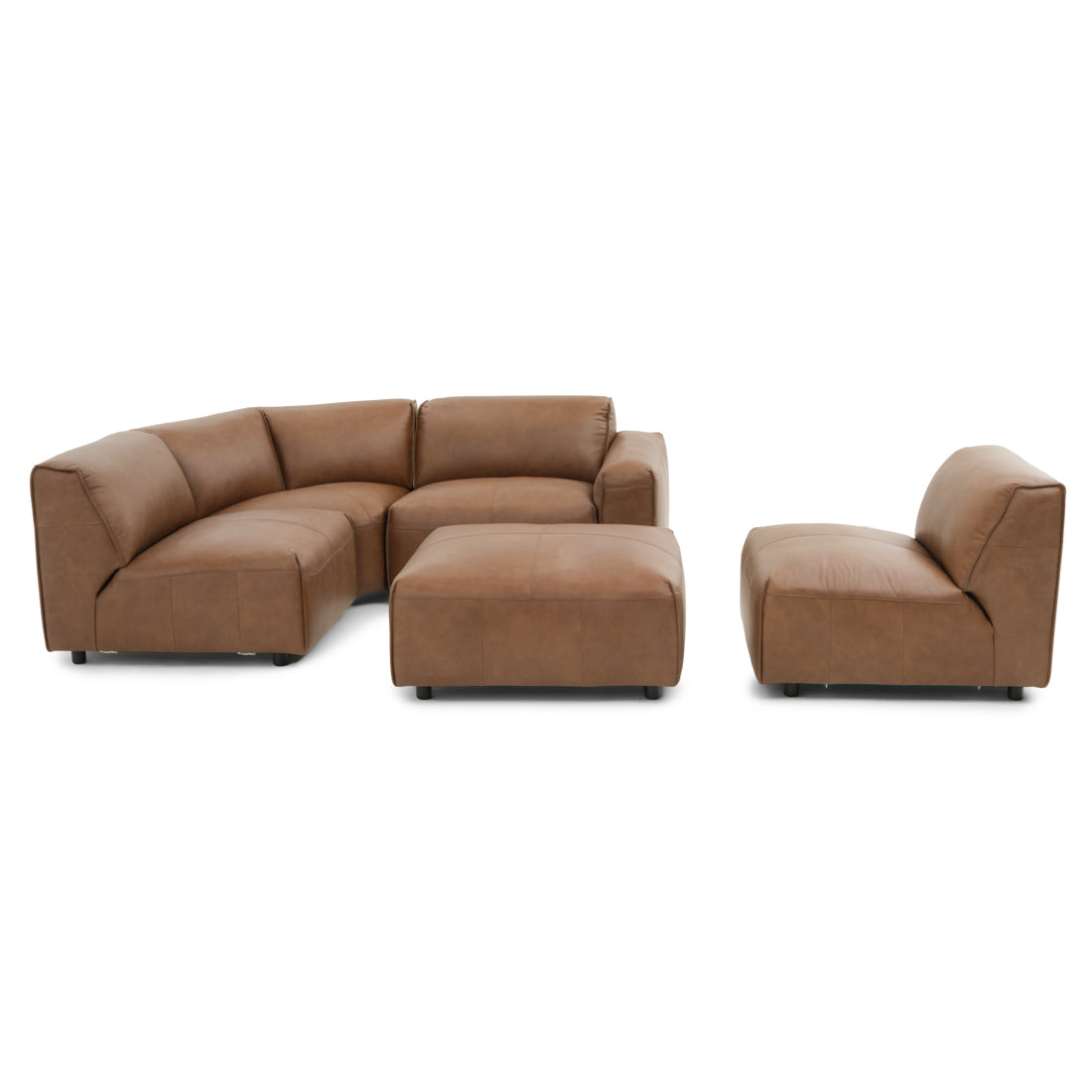 Nessa Leather Modular Set Dark Brown
