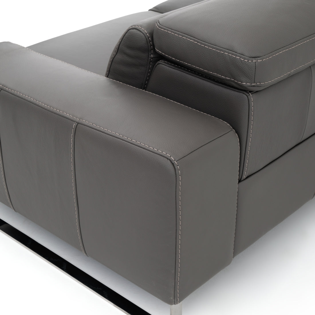 Warley Leather Reclining Sofa Light Grey