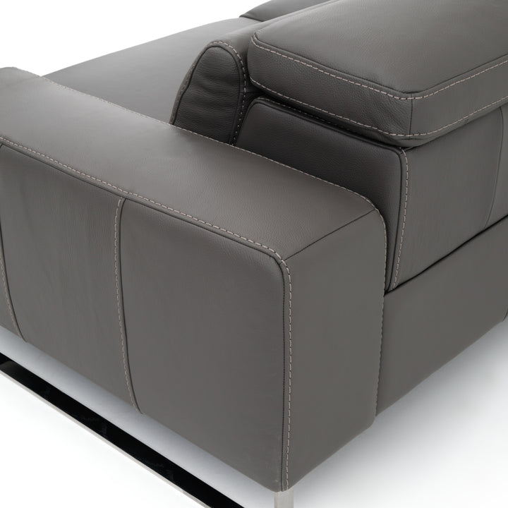 Warley Leather Reclining Sofa Light Grey