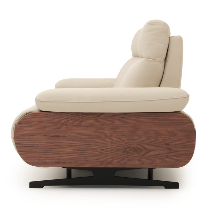 Ellery Leather Reclining Sofa Beige