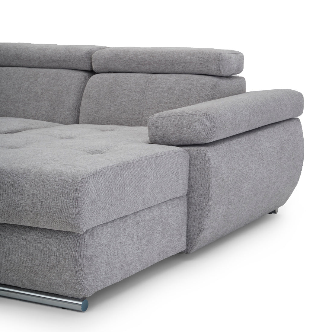 Wicek Fabric Sectional Sofa-Bed Light Grey