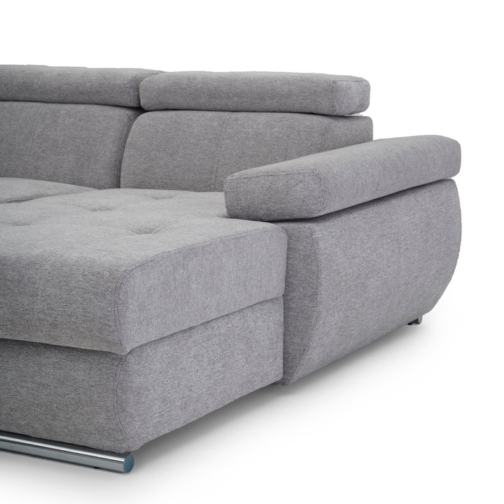 Wicek Fabric Sectional Sofa-Bed Light Grey