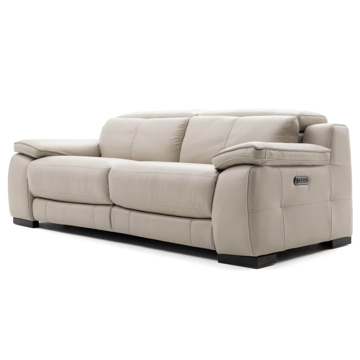 Nova Leather Reclining Sofa Light Grey