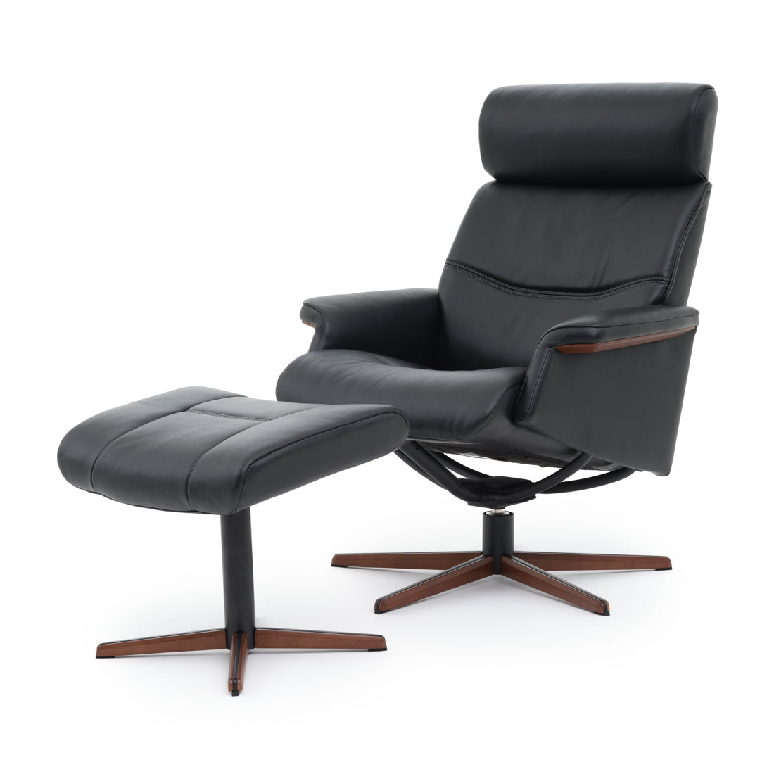 Norris Reclining Chair with Ottoman Black