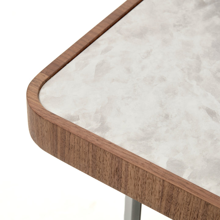 Evana Ceramic End Table Dark Brown