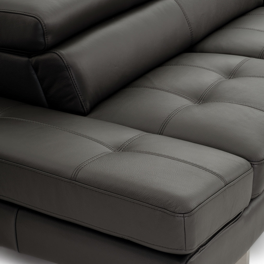 Rockland Leather Sectional Sofa Dark Grey