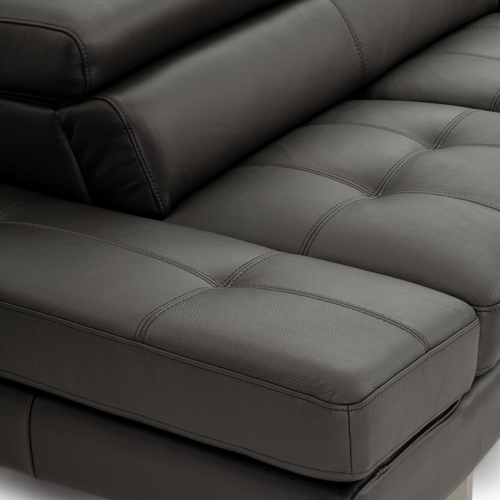 Rockland Leather Sectional Sofa Dark Grey