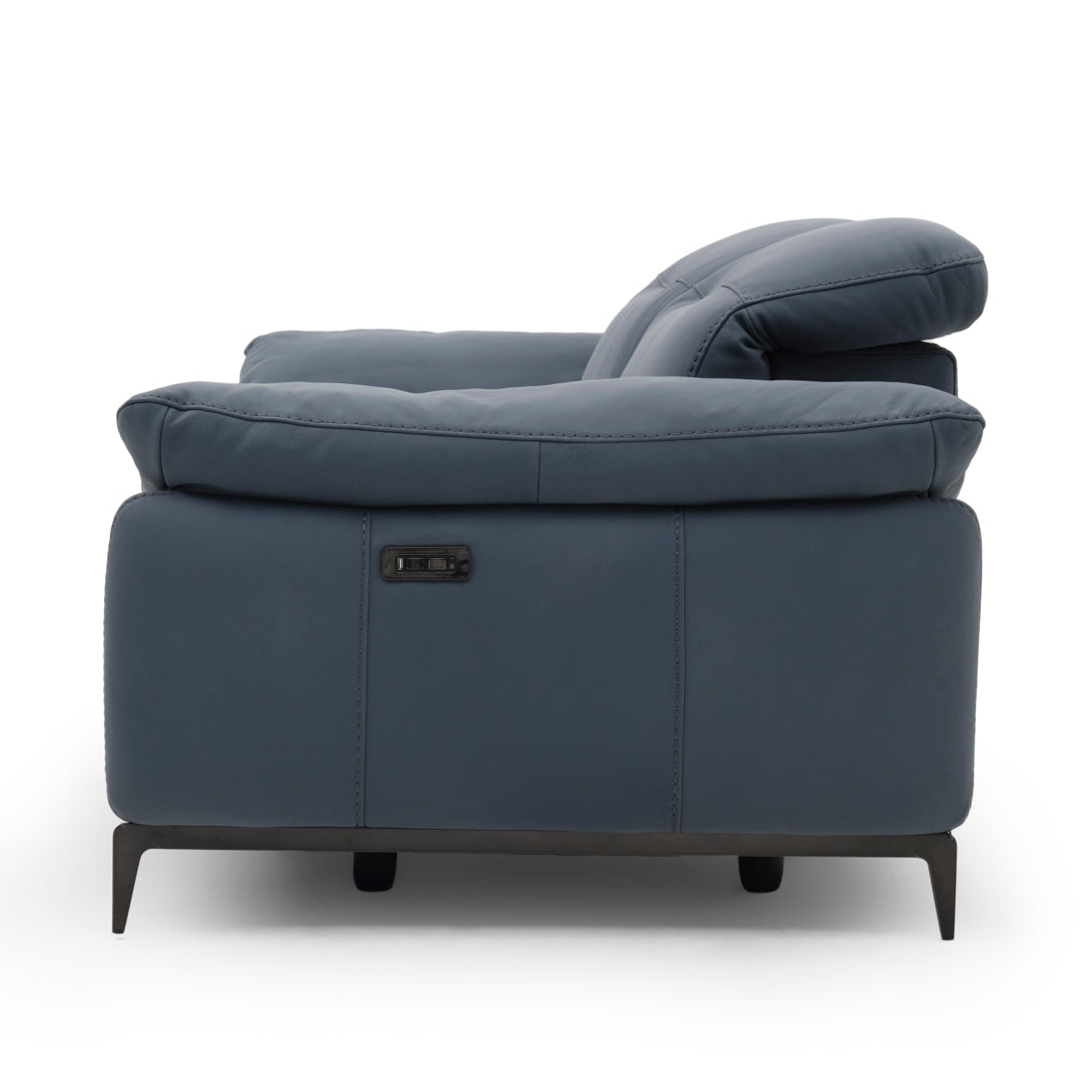 Wakely Leather Reclining Sofa Dark Blue