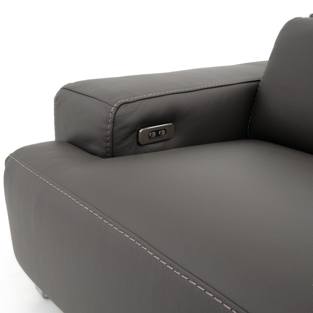 Warley Leather Reclining Sofa Light Grey