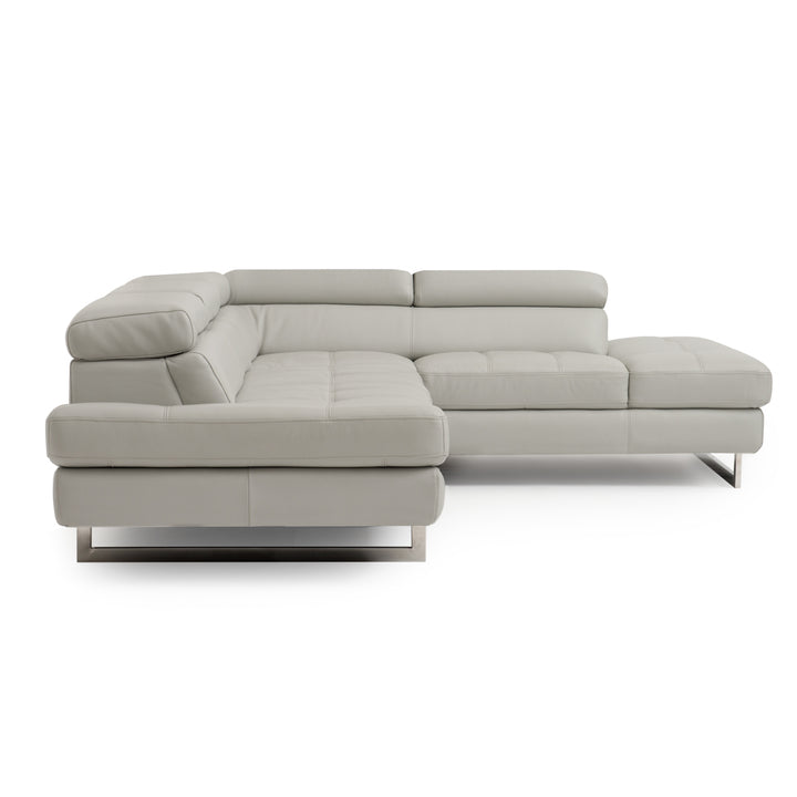 Rockland Leather Sectional Sofa Light Grey