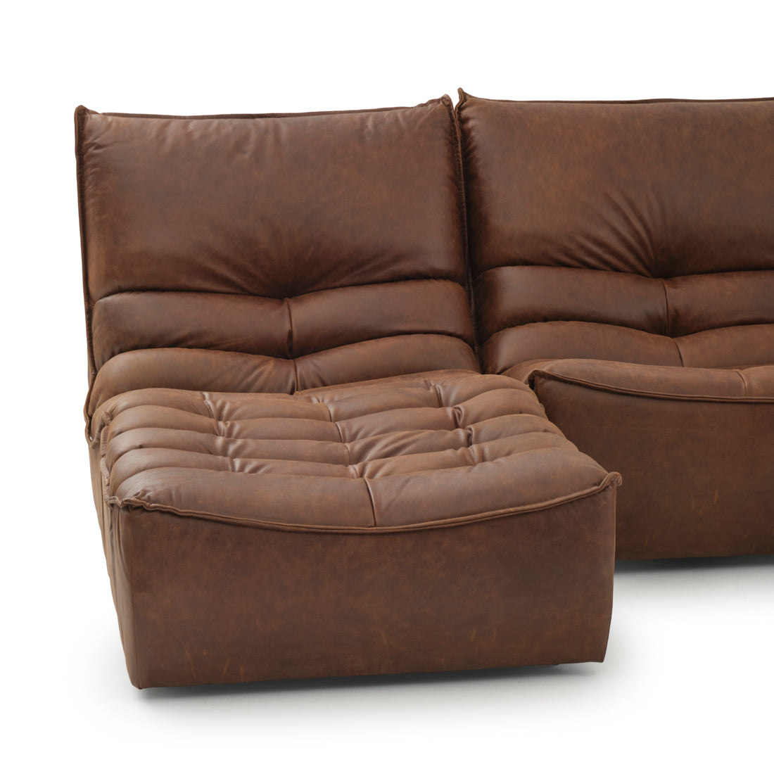 Nesto Leather Modular Set Dark Brown