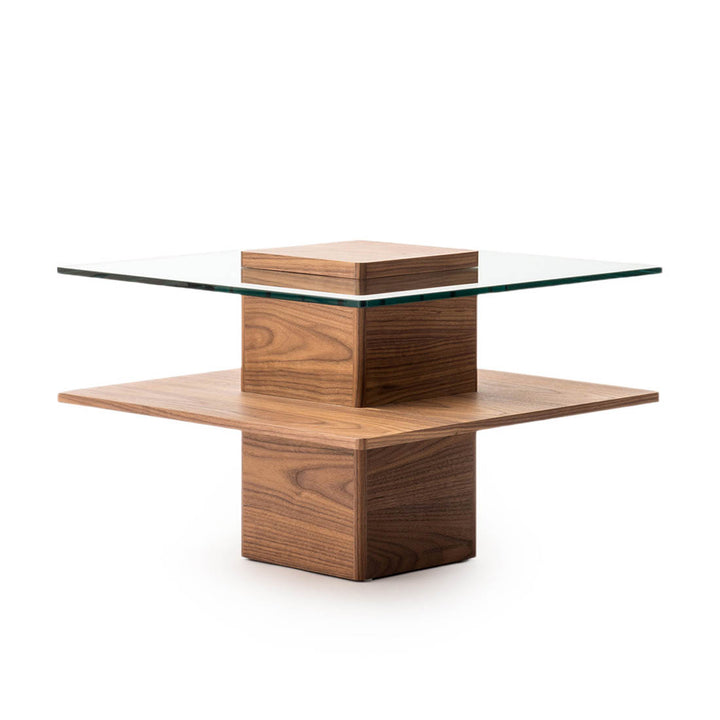 Piatto Glass End Table Light Brown