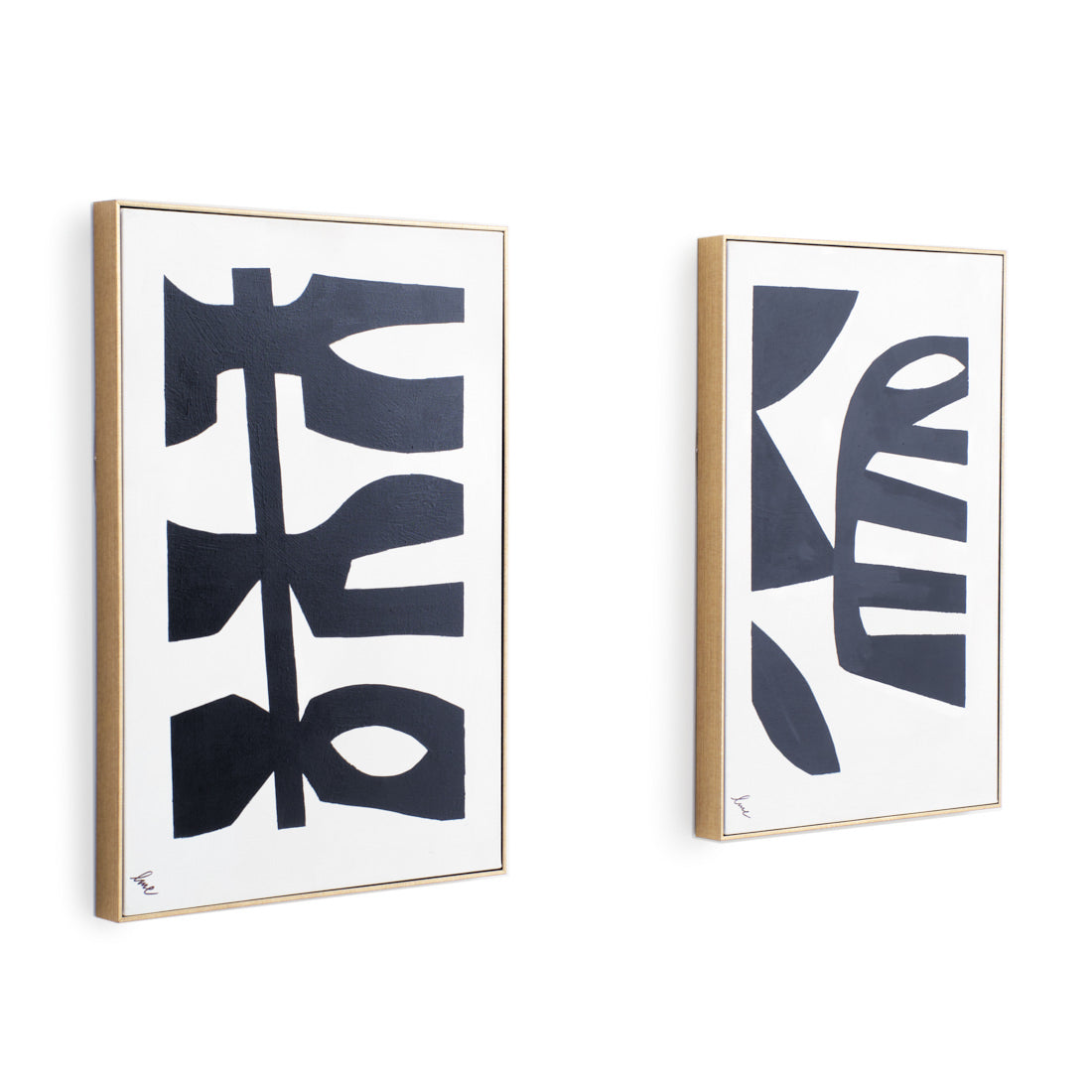 Natis Painting on Canvas-Set of 2 Black & White