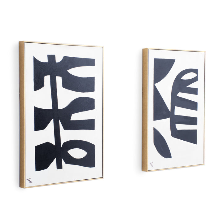 Natis Painting on Canvas-Set of 2 Black & White