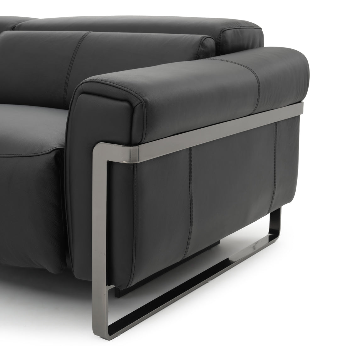Wilberta Leather Sectional Sofa Black