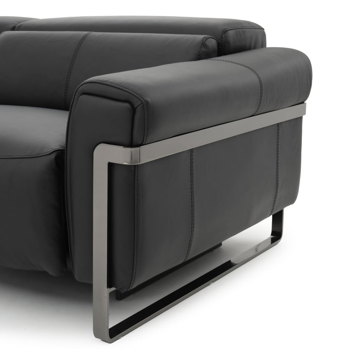Wilberta Leather Sectional Sofa Black