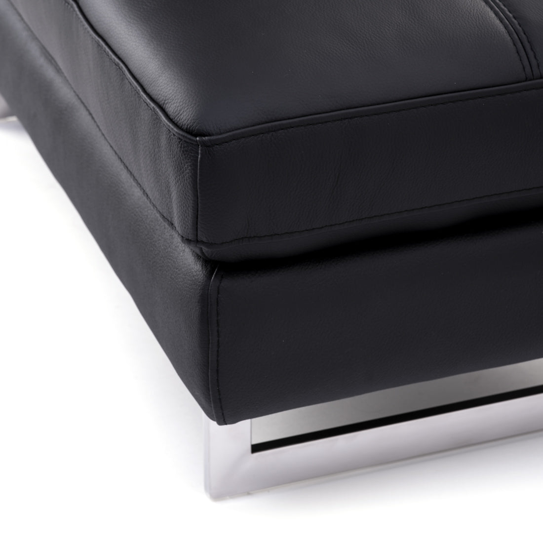 Rockland Leather Ottoman Black