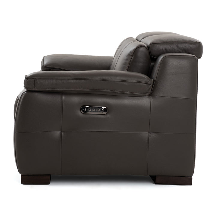 Nova Leather Reclining Loveseat Dark Grey