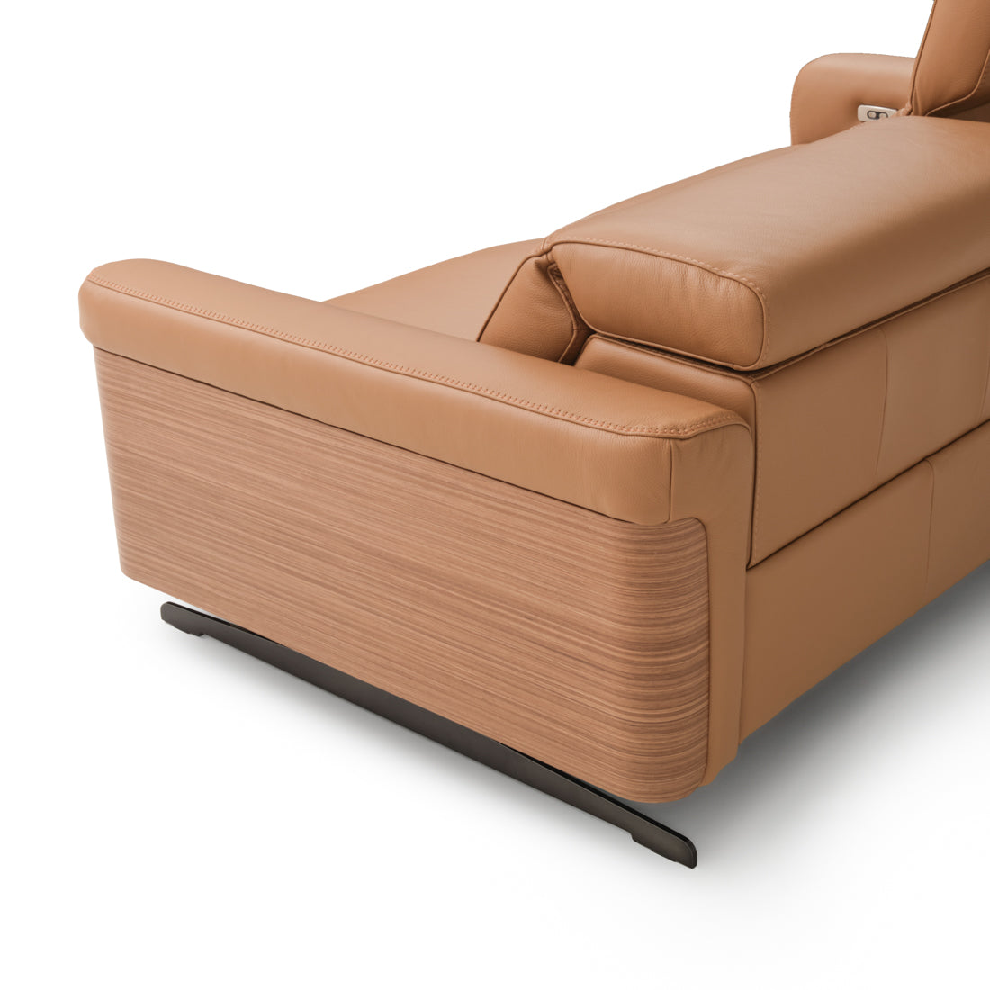 Walida Leather Reclining Sofa Cognac