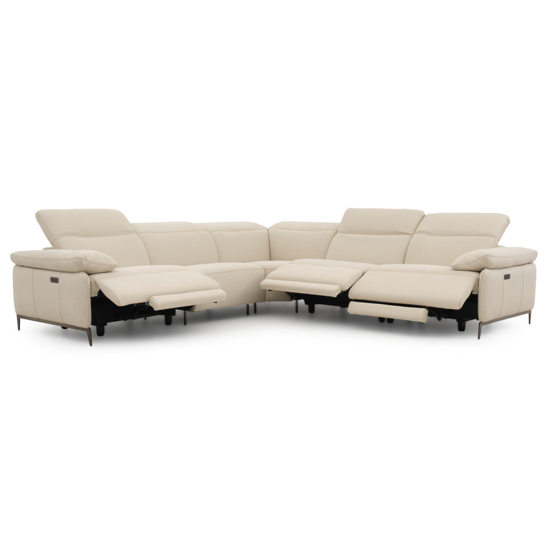 Wakely Leather Sectional Sofa Beige