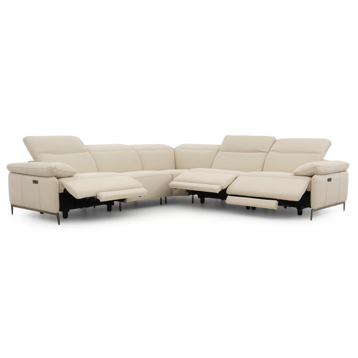 Wakely Leather Sectional Sofa Beige