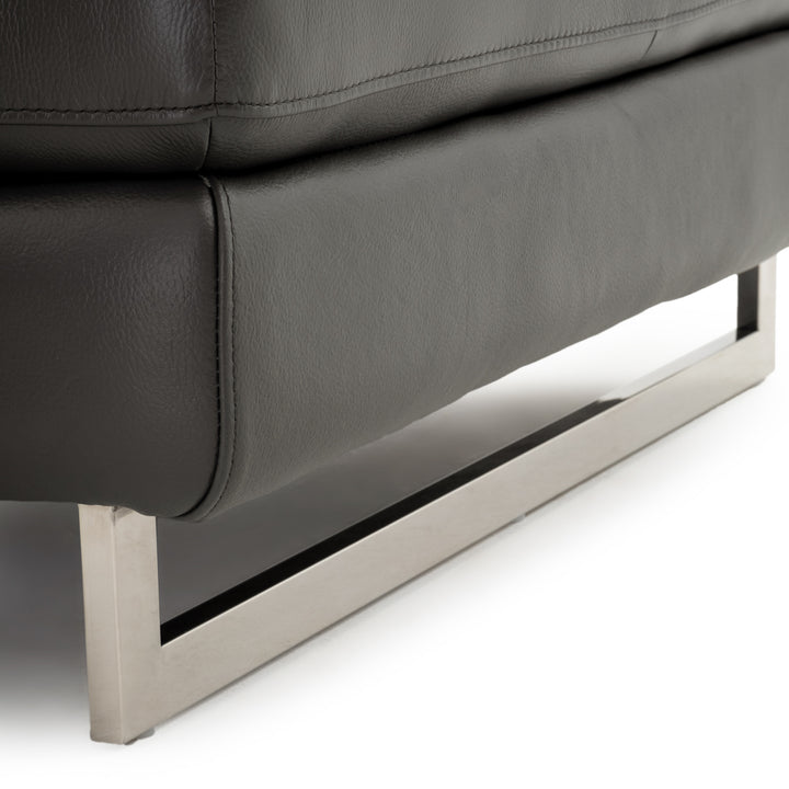 Rockland Leather Sectional Sofa Dark Grey