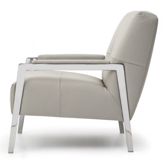 Walter Leather Accent Chair Light Grey