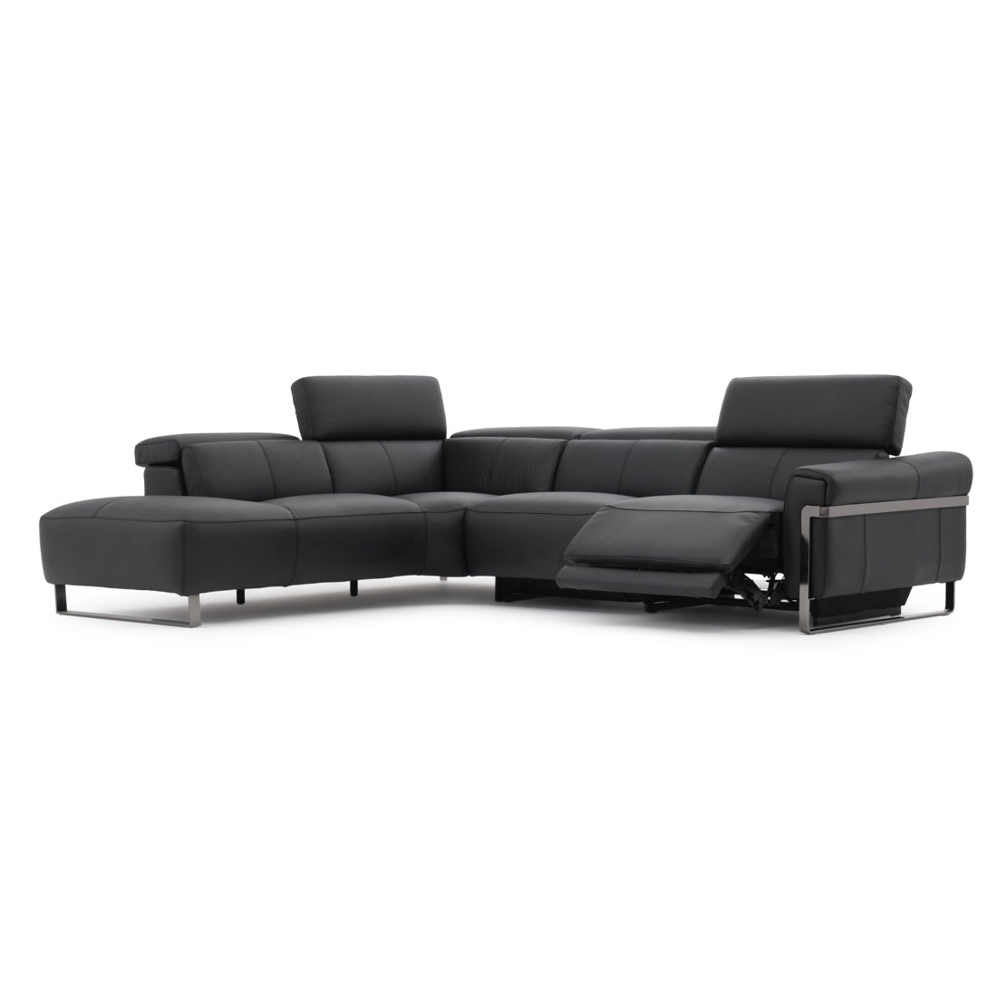 Wilberta Leather Sectional Sofa Black