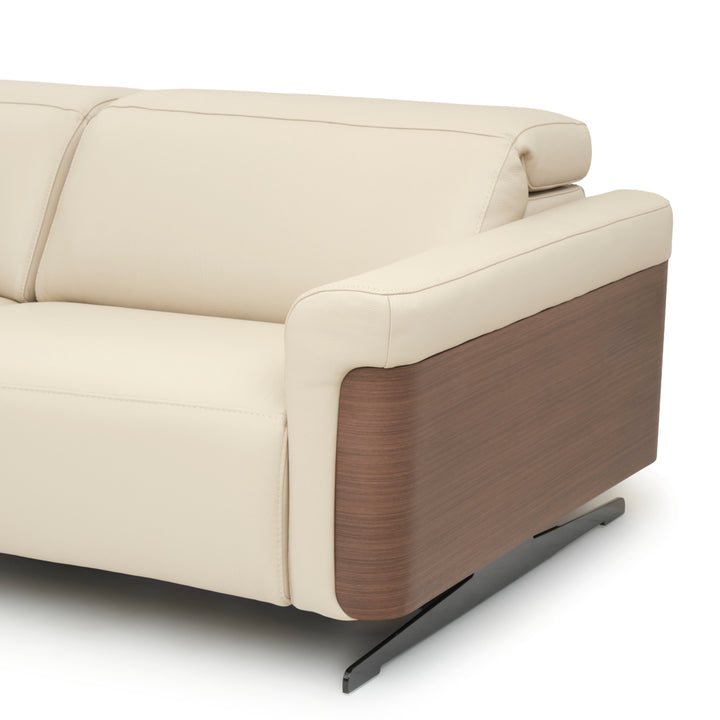 Walida Leather Reclining Sofa Beige