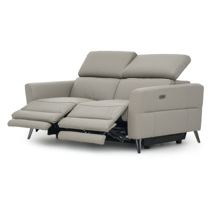 Westlyn Leather Reclining Sofa Light Grey