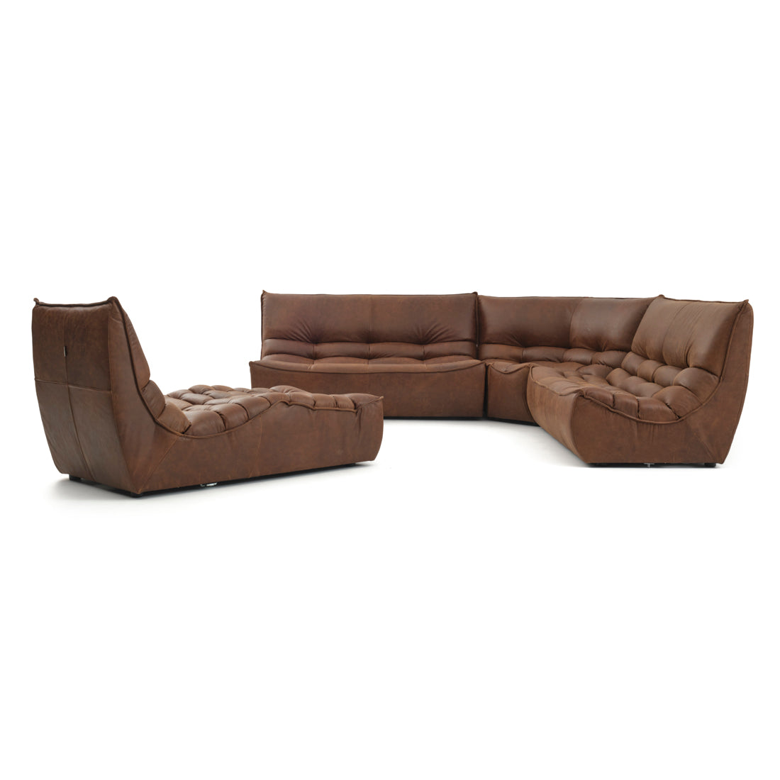 Nesto Leather Modular Set Dark Brown