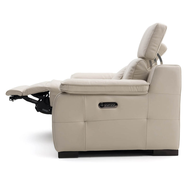 Nova Leather Reclining Loveseat Light Grey