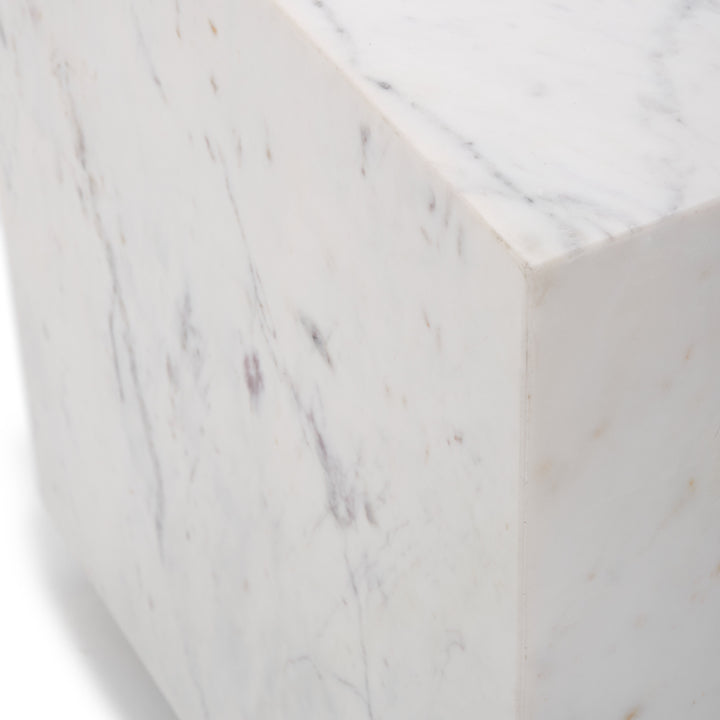 Nabby Marble End Table White