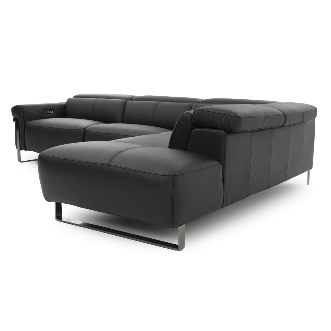 Wilberta Leather Sectional Sofa Black