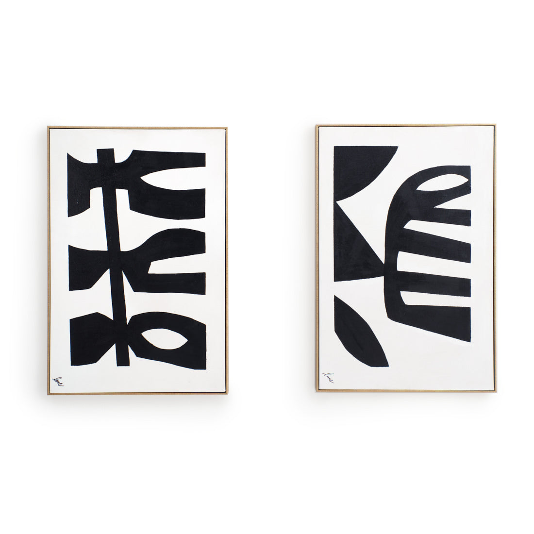 Natis Painting on Canvas-Set of 2 Black & White