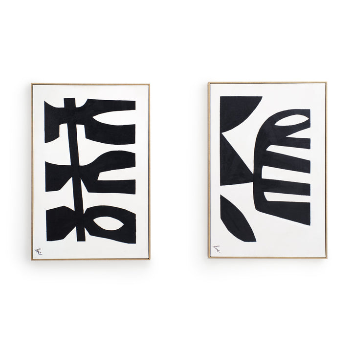 Natis Painting on Canvas-Set of 2 Black & White