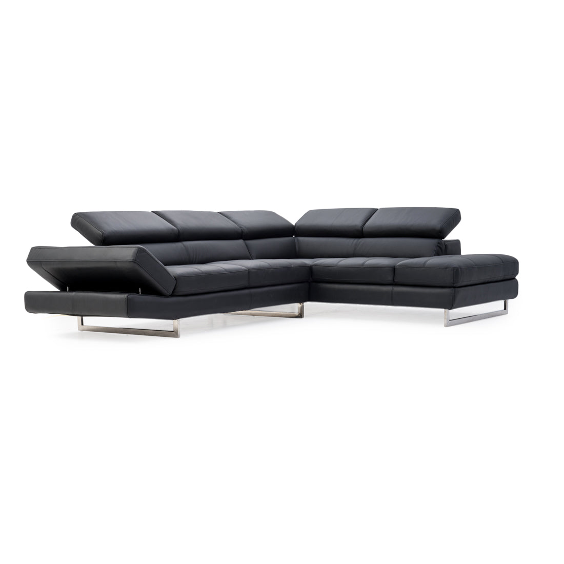 Rockland Leather Sectional Sofa Black