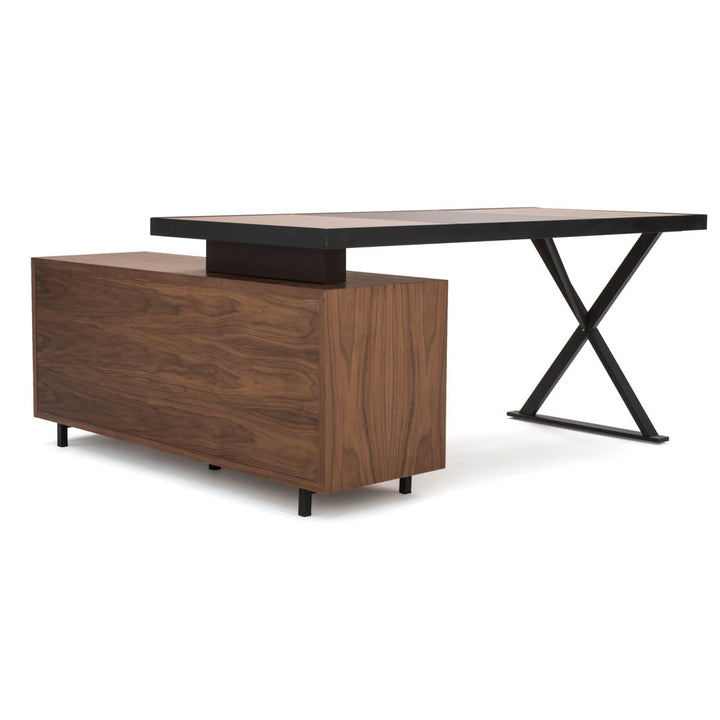 Neghan L-Shaped Desk Dark Brown