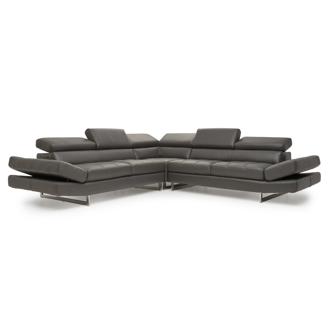 Rockland Leather Sectional Sofa Dark Grey