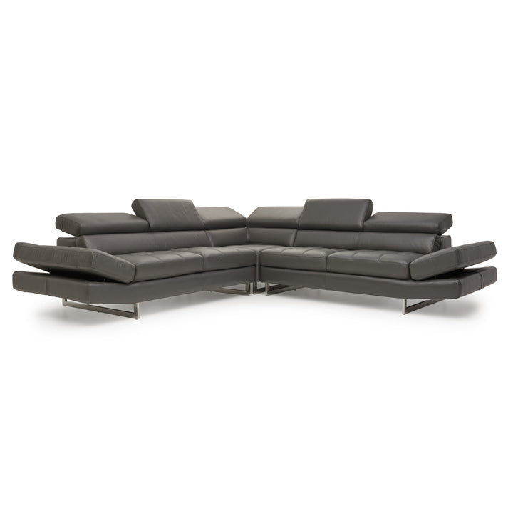 Rockland Leather Sectional Sofa Dark Grey