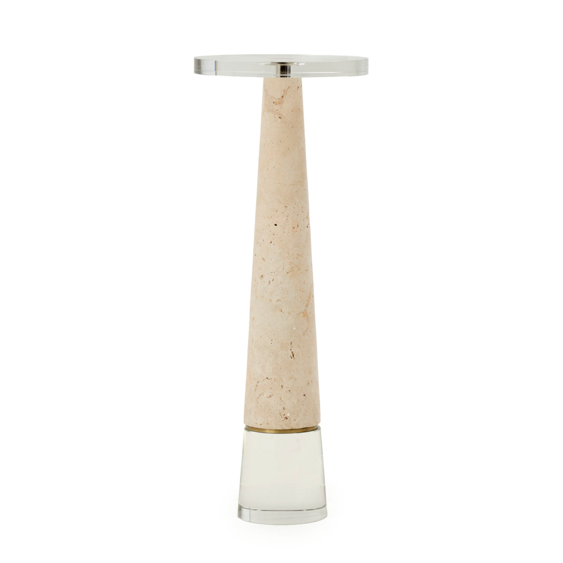 Nicasia Travertine Accent Table Light Brown