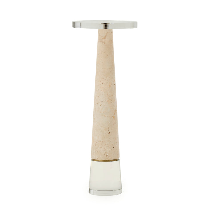Nicasia Travertine Accent Table Light Brown