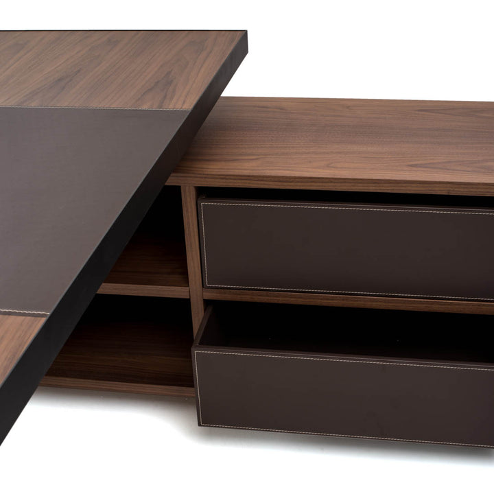 Neghan L-Shaped Desk Dark Brown