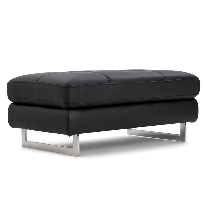 Rockland Leather Ottoman Black