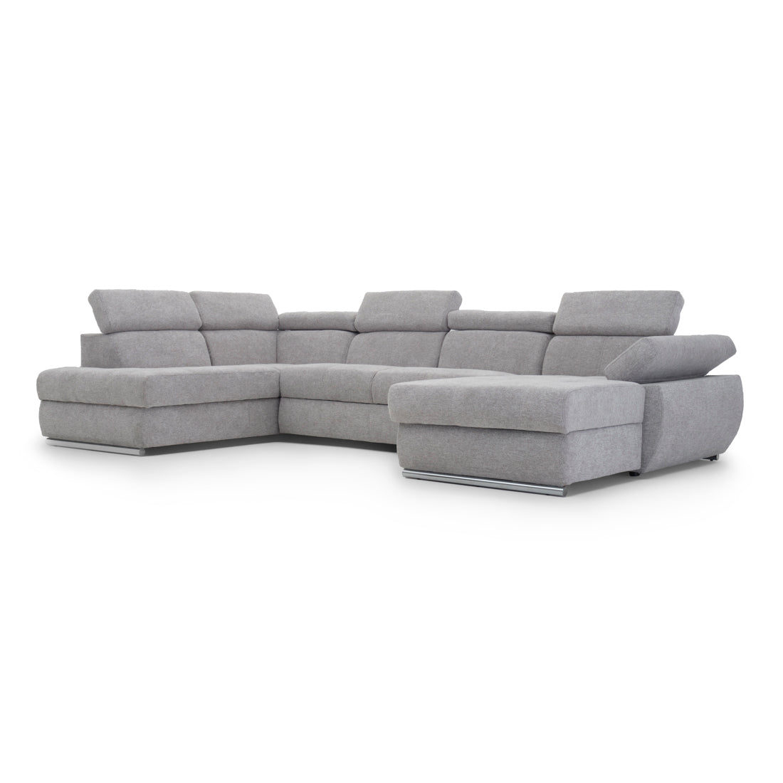 Wicek Fabric Sectional Sofa-Bed Light Grey