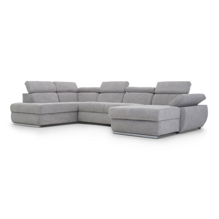 Wicek Fabric Sectional Sofa-Bed Light Grey